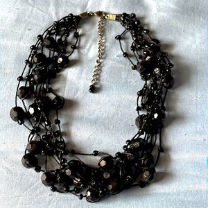 Nice choker black faceted beads multi layered